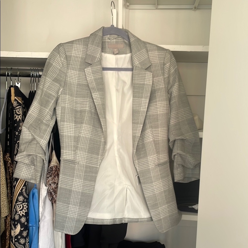 Gray Plaid Women's Blazer
